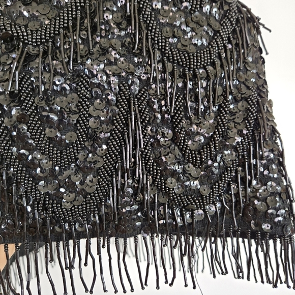 VTG 60s Heavy Beaded & Sequin Scoop Neck Glam Rock Women's Small Lambs Wool Silk - Picture 10 of 17